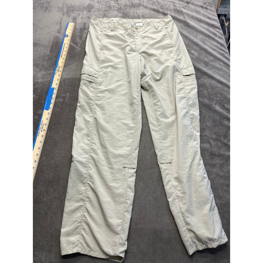 Columbia PFG Womens Khaki Nylon Ripstop Cargo Fishing Pants‎ Omni-Shade Large